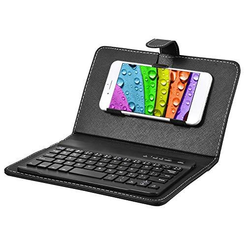 ワイヤレス ブルートゥース ミニ キーボード スマホ用 フリップケースカバー スタンド付き USB充...