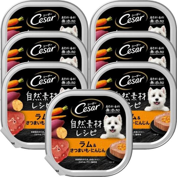 シーザー トレイ 成犬用 自然素材レシピ 着色料・香料 無添加 85g×7個 ラム&amp;さつまいも・にん...