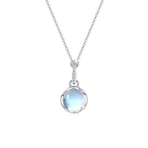 CUOKA MIRACLE ムーンストーンネックレス 女性用 925スターリングシルバー ミニマリス...