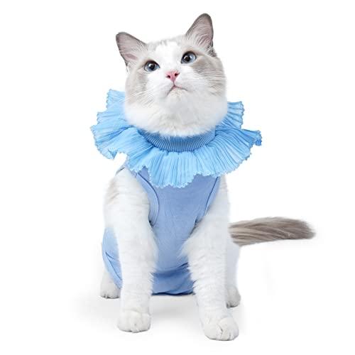 oUUoNNo 術後服 猫用ペット術後服 看護服で 皮膚を保護 エリザベス輪 避妊 離乳 防止負傷 ...