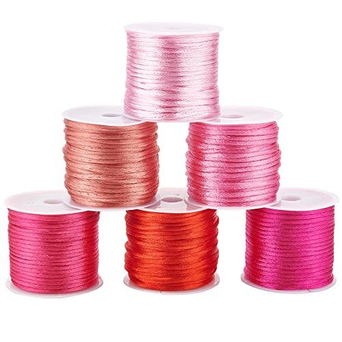PH PandaHall ナイロン糸 6ロール 約10m/ロール 結び紐 手芸 直径約2mm 桜のピ...