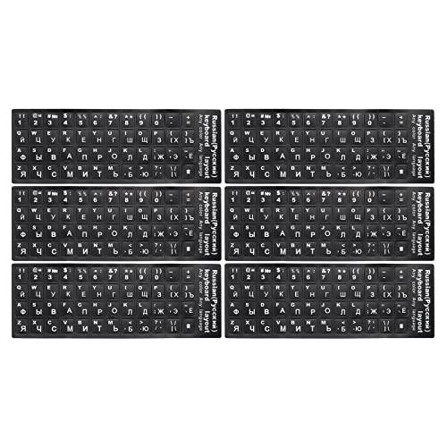 PATIKIL ロシア語キーボードステッカー 6個 ユニバーサル キーボード交換用カバー つや消し ...