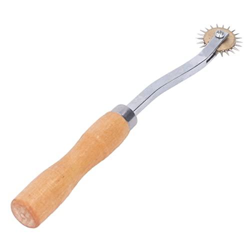 ステッチルレット 革/紙/布などに 手縫い用工具 裁縫用印付けツール 木製ハンドル ギア歯 ルレット...
