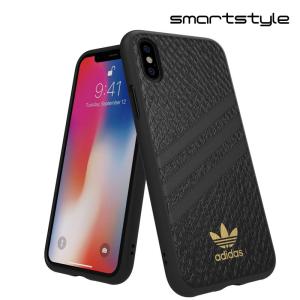 adidas アディダス iPhone X / iPhone XS ケース アイフォン カバー スマホケース 耐衝撃 TPU SAMBA サンバ スネークプリント ブラック / ゴールド ロゴ｜smartstyle-select