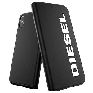 DIESEL ディーゼル iPhone X / iPhone XS 手帳型ケース アイフォン 手帳 ケース カバー スマホケース 耐衝撃 TPU ロゴ ブラック / ホワイト 黒