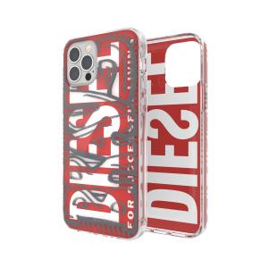 DIESEL ディーゼル iPhone12/12pro ケース クリアケース スマホケース アイフォン カバー 耐衝撃 TPU レッド x グレー おしゃれ スマホカバー ブランド