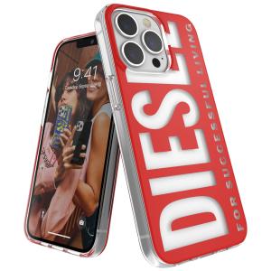 DIESEL iPhone13pro ケース 6.1インチ クリアケース グラフィック FW21 (ディーゼル iPhone 13 Pro, レッド） おしゃれ ブランド