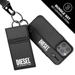 DIESEL iPhone 13 Pro 6.1インチ ケース スマホスタンド カードケース付きハンドストラップセット FW21 （ディーゼル iPhone13pro, ブラック） ブランド｜smartstyle-select