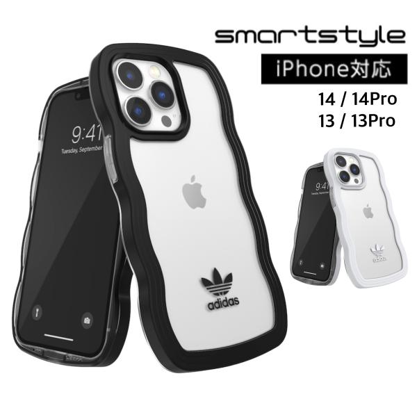 送料無料 adidas アディダス iPhone ケース クリアケース ウエーブ ロゴ 波 [ ブラ...