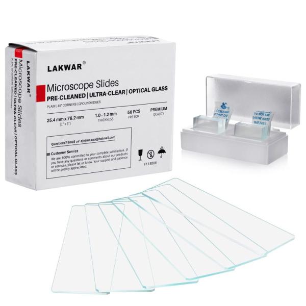 LAKWAR 顕微鏡用 スライドガラス 水縁磨 76.2 x 25.4mm（100枚入） 角カバーガ...