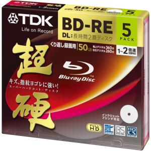 TDK 録画用ブルーレイディスク 超硬シリーズ BD-RE DL 50GB 1-2倍速 ホワイトワイドプリンタブル 5枚パック 5mmスリム｜smaruko2