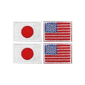 日本代表 応援グッズ JAPAN 日本製 刺繍 ミニ ワッペン 日の丸 + 星条旗 SSS 4枚 セット アイロン接着 日本代表