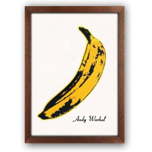 アンディ・ウォーホル バナナの絵 ポスターaoipro (A4サイズ（木目調フレーム付き）)｜smaruko