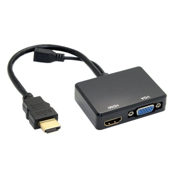 JSER HDMI - VGA &amp; HDMI メススプリッター オーディオビデオケーブル変換アダプタ...