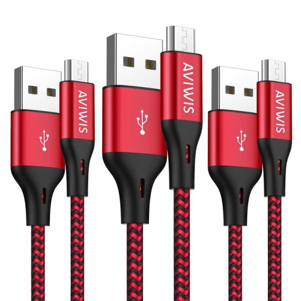 マイクロ USB ケーブル AVIWIS Micro USB ケーブル2M/3本セットマイクロ US...