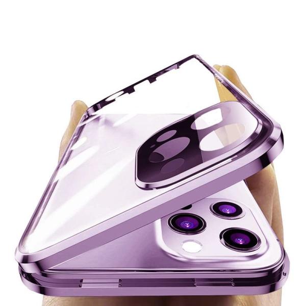 全面カバー iPhone 14 ケース カメラ保護フィルム付き アルミバンパー ガラスフィルム ロッ...
