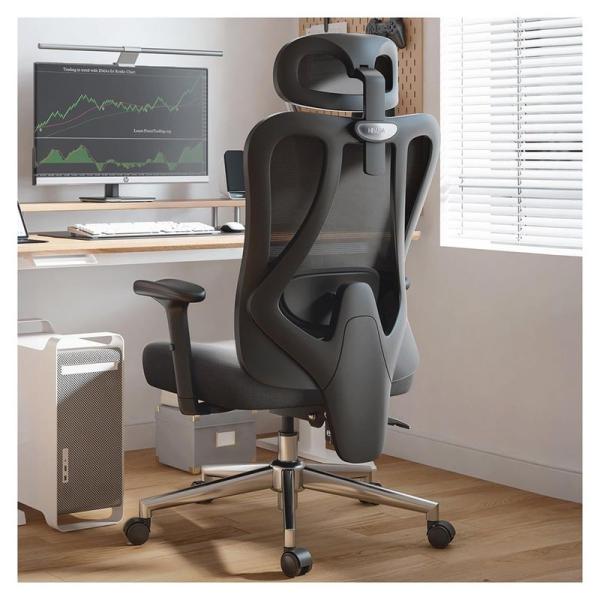 Hbada オフィスチェア デスクチェア 椅子 2Dランバーサポート 昇降アームレスト 可動式ヘッド...