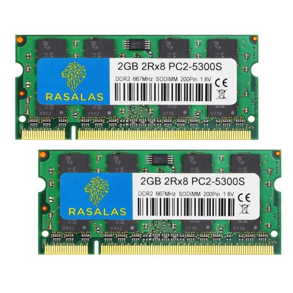 Rasalas PC2-5300 DDR2 667MHz 4GB 2枚x2GB Sodimm PC2...