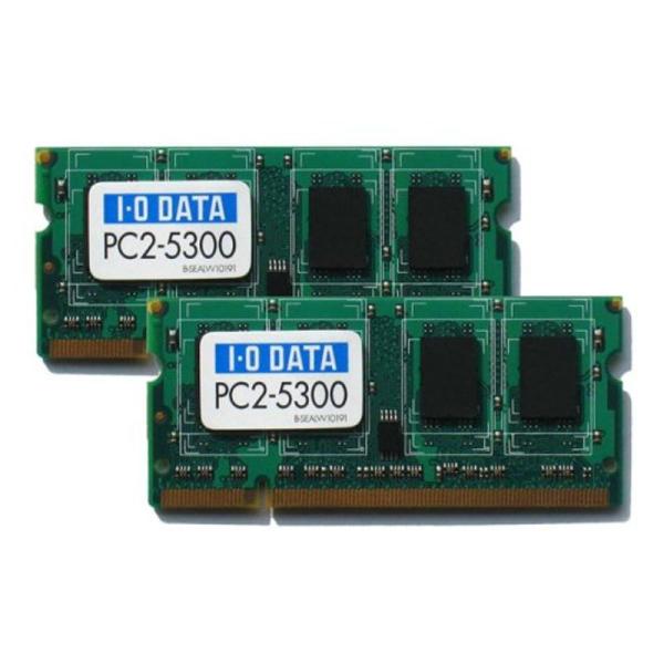 I-O DATA PC2-5300(DDR2-667)対応 200ピン S.O.DIMM 1GBx2...