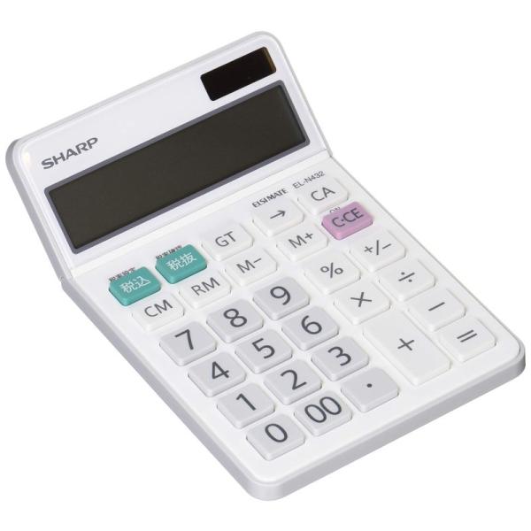 シャープ 普通電卓 ホワイト ナイスサイズタイプ 12桁 EL-N432-X