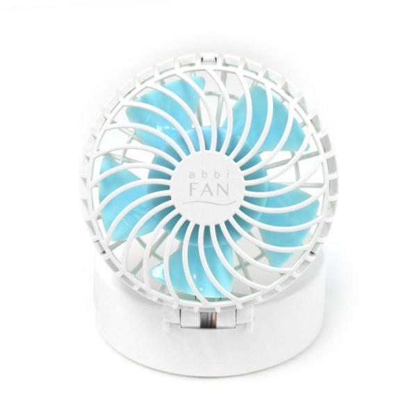 abbi Fan Mirror ハンズフリーポータブル扇風機ミラー付き ホワイト コンパクト 携帯扇...
