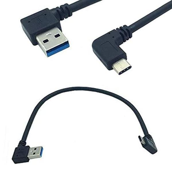 Rosebe TypeC USB 3.1-USB3.0ケーブル（L字型左向きオスにオス）、変換アダプ...
