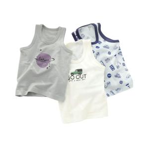 Baby koi ベビー服タンクトップ男の子ボーイズキッズメッシュ柄小学生3枚組普段着贈り物肌着宇宙柄車柄100cm｜smatrshops