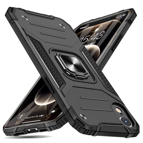 iPhone XR ケース リング付き 衝撃吸収 耐衝撃 落下防止 米国軍事MIL標準取得 スタンド...