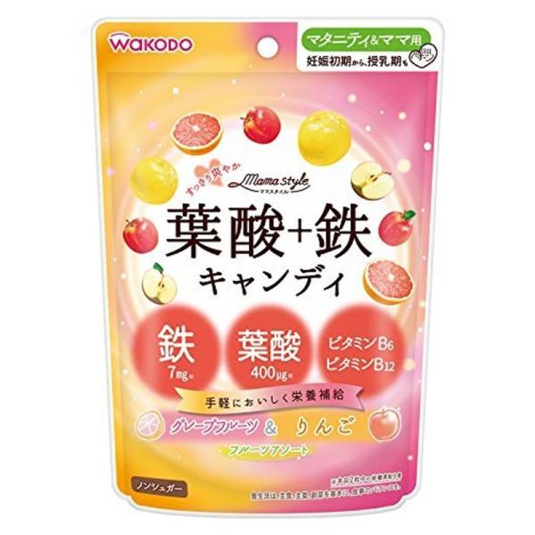 和光堂 ママスタイル 葉酸+鉄キャンディ グレープフルーツ＆りんご味 78g×12個