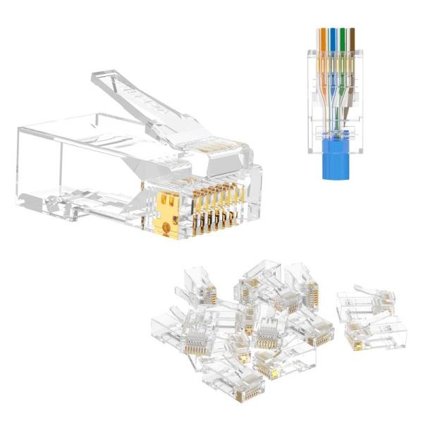 VCE RJ45 コネクタ CAT6 CAT5E CAT5 LANケーブル用 貫通型 LANコネクタ...