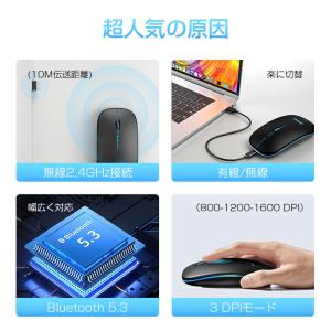 「クーポンで1280円」ワイヤレスマウス bl...の詳細画像3