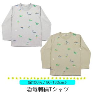 子供服 長袖 Tシャツ ロンT キッズ 恐竜 男の子 秋冬 トップス 女の子 ティラノサウルス 90 100 110 120 130｜smile-baby