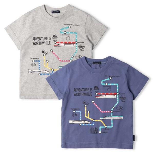 30%オフ セール JR新幹線電車路線図半袖Tシャツ 子供服 電車 キッズ 小鉄 男の子 乗り物 こ...
