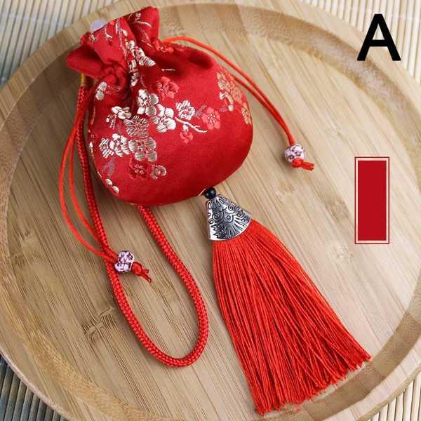 ジュエリー収納用中国スタイルのビーチ、空のバッグ、タッセルペンダント、巾着袋、花の刺embroide...