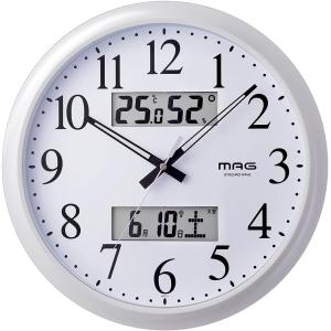 ノア精密 掛け時計 アナログ ダブルポスト 静音 連続秒針 温度 湿度