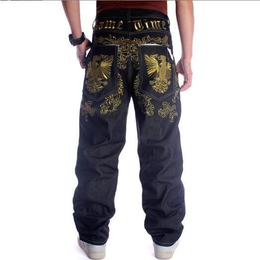 ワイドパンツ メンズ 極太 デニム ジーンズ ストリート ダボパン B系 HIPHOP ダンス 鶴 ...