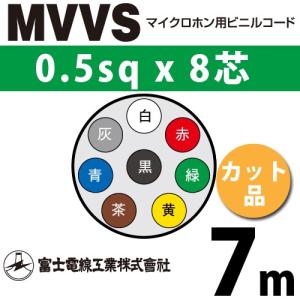 富士電線工業 MVVS 0.5sq×8芯 2m (切り売り) 0.5mm 8心 マイクロホン用