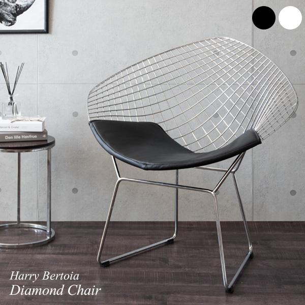 Harry Bertoia（ハリー・ベルトイア）ダイヤモンドチェア（ホワイト/ブラック）椅子の形をし...