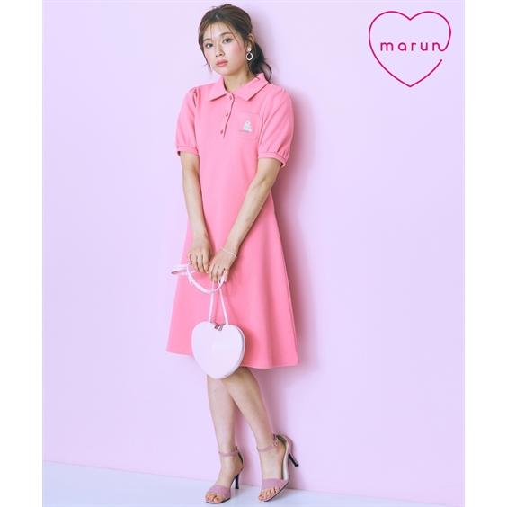 大きいサイズ レディース ワンピース キャット刺しゅうポロワンピース marun