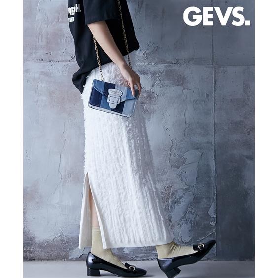 スカート 大きいサイズ 綿100％カットジャガードニットタイトスカート GEVS.