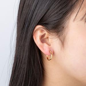 ポストのみ18金 フープピアス メンズ レディ...の詳細画像1