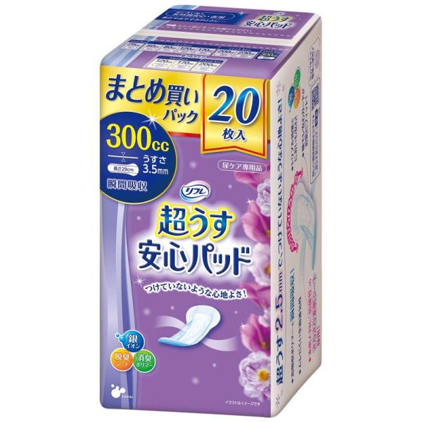 リフレ 超うす 安心パッド まとめ買いパック 失禁 尿モレ 尿漏れシート 薄型 吸収 消臭 300c...