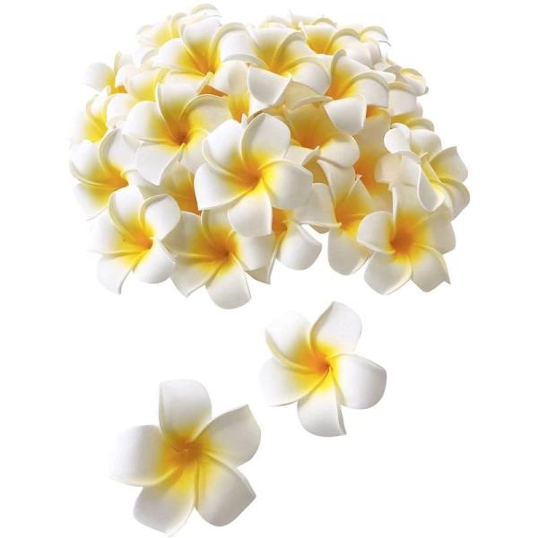 プルメリア 造花 花のみ ハンドメイド DIY用品 飾りつけ 装飾 アクセサリー ホワイト 4cm ...