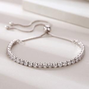 ブレスレット スワロフスキー シルバー925 プラチナ仕上げ キューブ