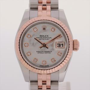 ロレックス デイトジャスト VIダイヤ 179171 ピンク ローマ ランダム番 レディース 中古 腕時計 179171 ピンク ROLEX（ロレックス）デイトジャスト VIダイヤ 中古