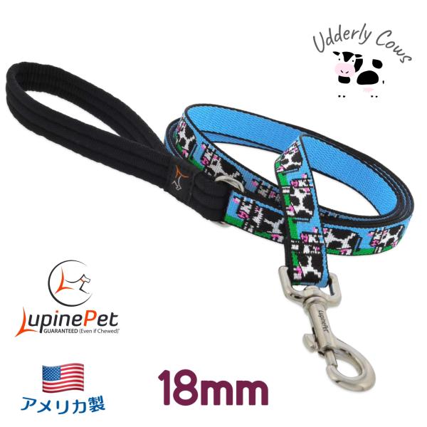 120ｃｍリード　うし柄 Udderly Cows 18ｍｍ幅　LUPINE　ルパイン　パッド付き　...