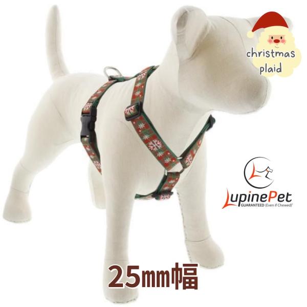 ローマンハーネス・Lサイズ　25mm幅 クリスマスチェック柄 50−80cm　LUPINEルパイン ...