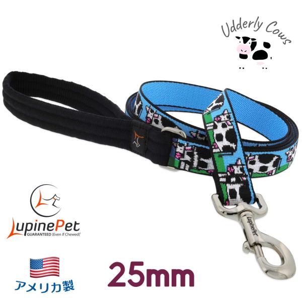 180cmリード　うし柄 Udderly Cows 25mm幅　LUPINE　ルパイン　パッド付き　...
