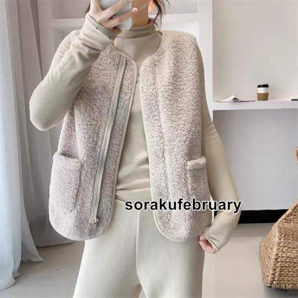 フリース レディース ボア モコモコ ジレ 厚手 前開き ジップアップ ノースリーブ 軽量 冬物 防...