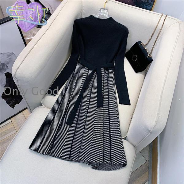 ドッキングワンピース 20代 30代 40代 50代 通勤 オフィス ひざ丈 ワンピース レディース...